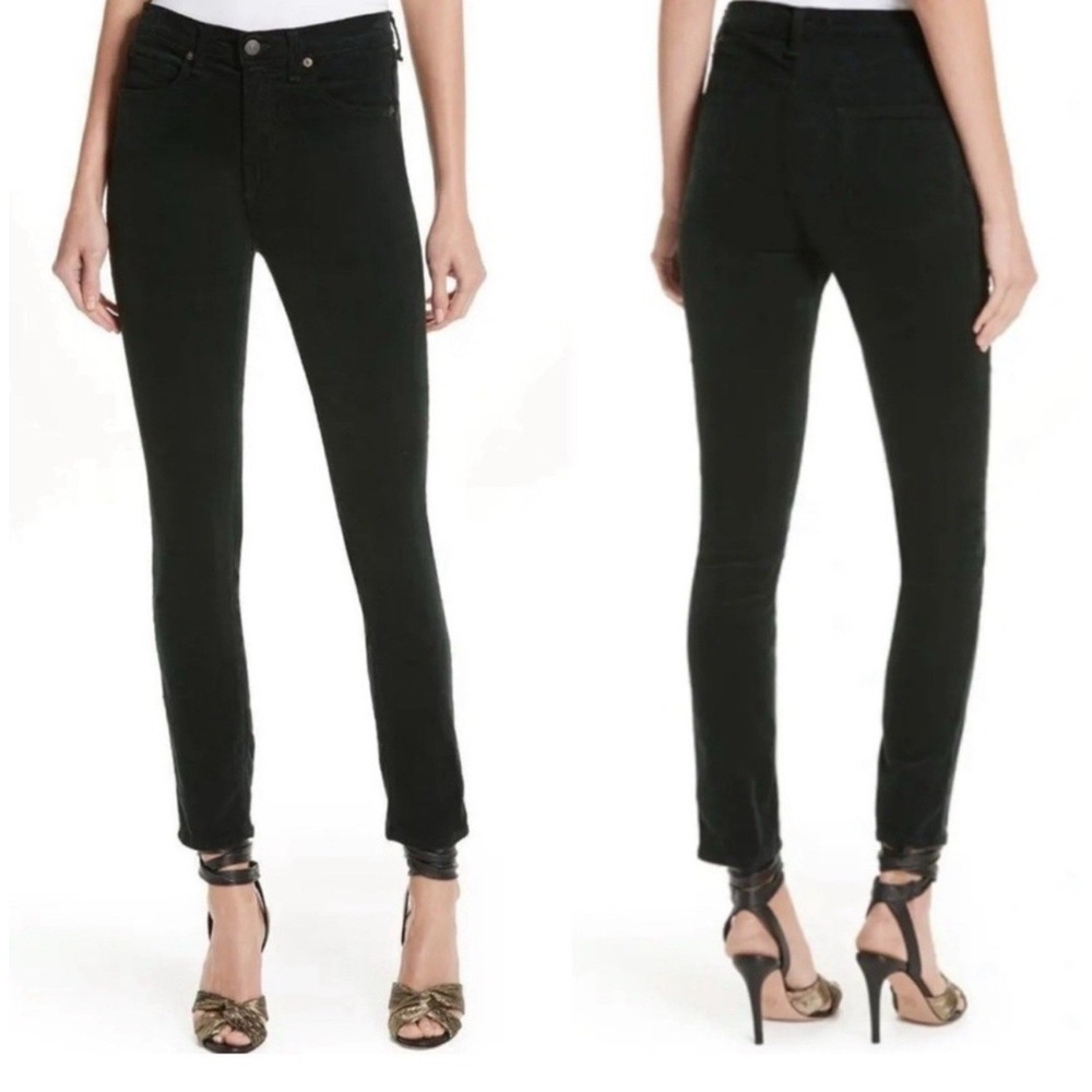 Veronica Beard 10" Kate Skinny Corduroy Pants Jeans in Dark Forest Green Size 28